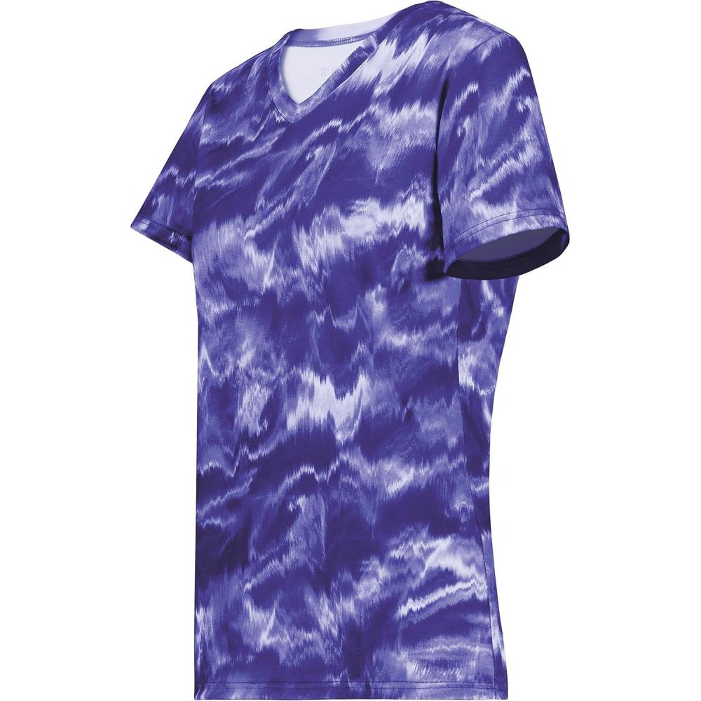 imageHolloway Womens Ladies Stock CottonTouch Poly TeePurple Shockwave Print