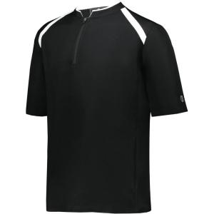 Holloway Clubhouse Short Sleeve Pullover Cage Jacket – Stretch Mesh, Quarter Zip, Low Profile Collar(Black/White)
