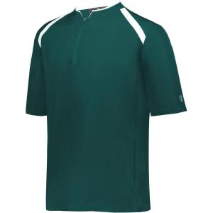Holloway Clubhouse Short Sleeve Pullover Cage Jacket – Stretch Mesh, Quarter Zip, Low Profile Collar(Dark Green/White)
