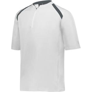 Holloway Clubhouse Short Sleeve Pullover Cage Jacket – Stretch Mesh, Quarter Zip, Low Profile Collar(White/Graphite)
