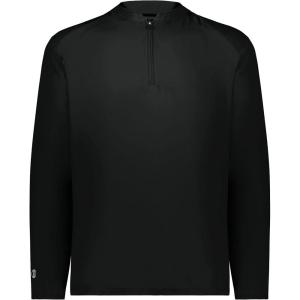 Holloway Men’s Clubhouse Pullover Cage Jacket – Quarter Zip – Stylish Long Sleeves – Ultimate Comfort(Black/Black)