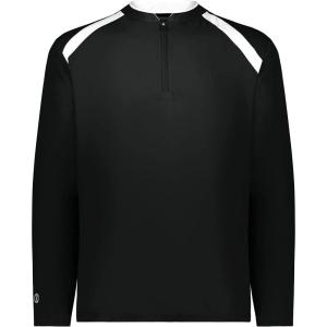 Holloway Men’s Clubhouse Pullover Cage Jacket – Quarter Zip – Stylish Long Sleeves – Ultimate Comfort(Black/White)