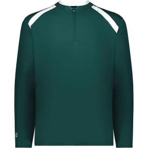 Holloway Men’s Clubhouse Pullover Cage Jacket – Quarter Zip – Stylish Long Sleeves – Ultimate Comfort(Dark Green/White)
