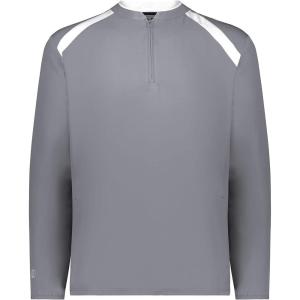 Holloway Men’s Clubhouse Pullover Cage Jacket – Quarter Zip – Stylish Long Sleeves – Ultimate Comfort(Graphite/White)