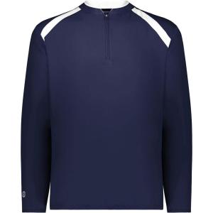 Holloway Men’s Clubhouse Pullover Cage Jacket – Quarter Zip – Stylish Long Sleeves – Ultimate Comfort(Navy/White)