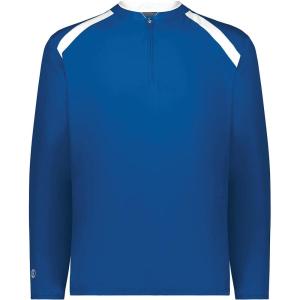 Holloway Men’s Clubhouse Pullover Cage Jacket – Quarter Zip – Stylish Long Sleeves – Ultimate Comfort(Royal/White)