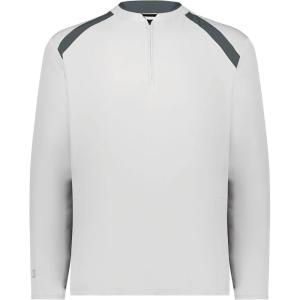 Holloway Men’s Clubhouse Pullover Cage Jacket – Quarter Zip – Stylish Long Sleeves – Ultimate Comfort(White/Graphite)