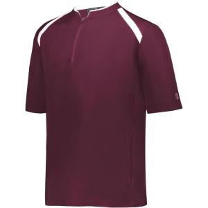 Holloway Mens Clubhouse Short Sleeve Pullover Cage Jacket-Ultimate Athletic Performance Wear for Maximum Mobility(Maroon/White)