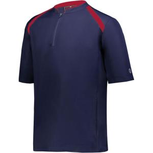 Holloway Mens Clubhouse Short Sleeve Pullover Cage Jacket-Ultimate Athletic Performance Wear for Maximum Mobility(Navy/Scarlet)