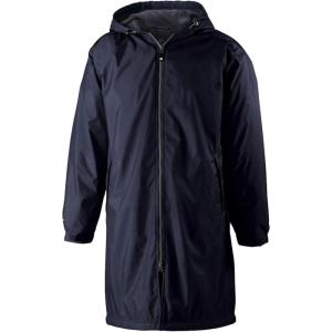 Holloway Men’s Conquest Knee-Length Jacket – Warm-Up Wind/Water-Resistant Outerwear, Hooded & Adjustable Fit(Navy)