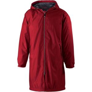 Holloway Men’s Conquest Knee-Length Jacket – Warm-Up Wind/Water-Resistant Outerwear, Hooded & Adjustable Fit(Scarlet)