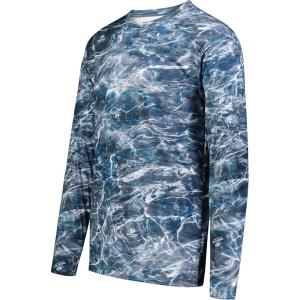 Holloway Men’s Mossy Oak Momentum Long Sleeve Tee(Mo Elements Aqua Blackfin)