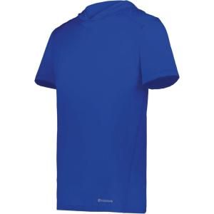 Holloway Men’s Powered by Coolcore Short Sleeve Athletic-fit Gym Hoodie with 4-Way Stretch and Cooling Fabric(Royal)