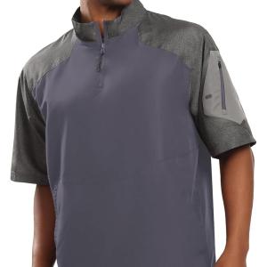 Holloway Raider Pullover Cage Jacket – Weather-Resistant Quarter Zip Athletic Wear with Sleeve Pocket(Carbon Print/Graphite)