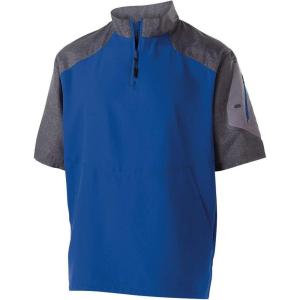 Holloway Raider Pullover Cage Jacket – Weather-Resistant Quarter Zip Athletic Wear with Sleeve Pocket(Royal)