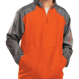 Holloway Raider Pullover Cage Jacket – Weather-Resistant, Ultra-Light, Quarter Zip, Sleeve Pocket – For Outdoors & Travel(Carbn Prt/ Ornge)