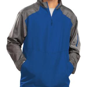 Holloway Raider Pullover Cage Jacket – Weather-Resistant, Ultra-Light, Quarter Zip, Sleeve Pocket – For Outdoors & Travel(Carbon Prt/ Royl)