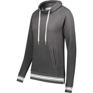Holloway Womens Ladies All-American Funnel Neck Pullover(Carbon Heather/White)