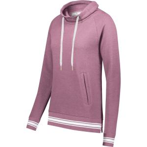Holloway Womens Ladies All-American Funnel Neck Pullover(Dusty Rose Heather/White)