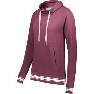Holloway Womens Ladies All-American Funnel Neck Pullover(Maroon Heather/White)