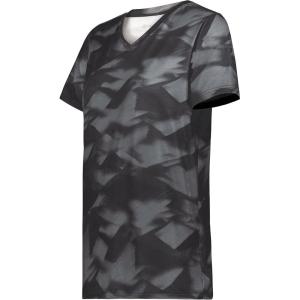 Holloway Women’s Ladies Stock Cotton-Touch Poly Tee(Black Glacier Print)