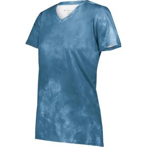 Holloway Women’s Ladies Stock Cotton-Touch Poly Tee(Columbia Blue Cloud Print)