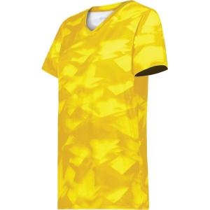 Holloway Women’s Ladies Stock Cotton-Touch Poly Tee(Gold Glacier Print)