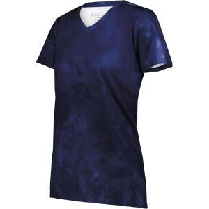Holloway Women’s Ladies Stock Cotton-Touch Poly Tee(Navy Cloud Print)