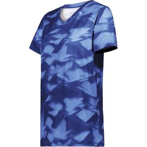 Holloway Women’s Ladies Stock Cotton-Touch Poly Tee(Navy Glacier Print)