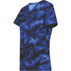 Holloway Women’s Ladies Stock Cotton-Touch Poly Tee(Navy Shockwave Print)