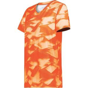 Holloway Women’s Ladies Stock Cotton-Touch Poly Tee(Orange Glacier Print)