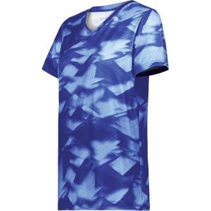 Holloway Women’s Ladies Stock Cotton-Touch Poly Tee(Royal Glacier Print)