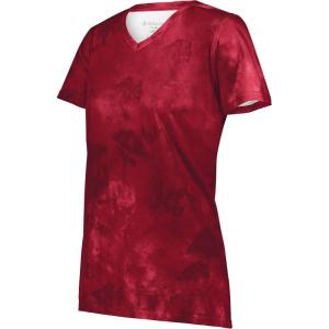Holloway Women’s Ladies Stock Cotton-Touch Poly Tee(Scarlet Cloud Print)