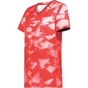 Holloway Women’s Ladies Stock Cotton-Touch Poly Tee(Scarlet Glacier Print)