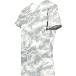 Holloway Women’s Ladies Stock Cotton-Touch Poly Tee(Silver Shockwave Print)