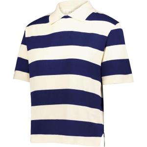 Holloway Womens Prep Street Rugby Crop(Alabaster/Vintage Navy)