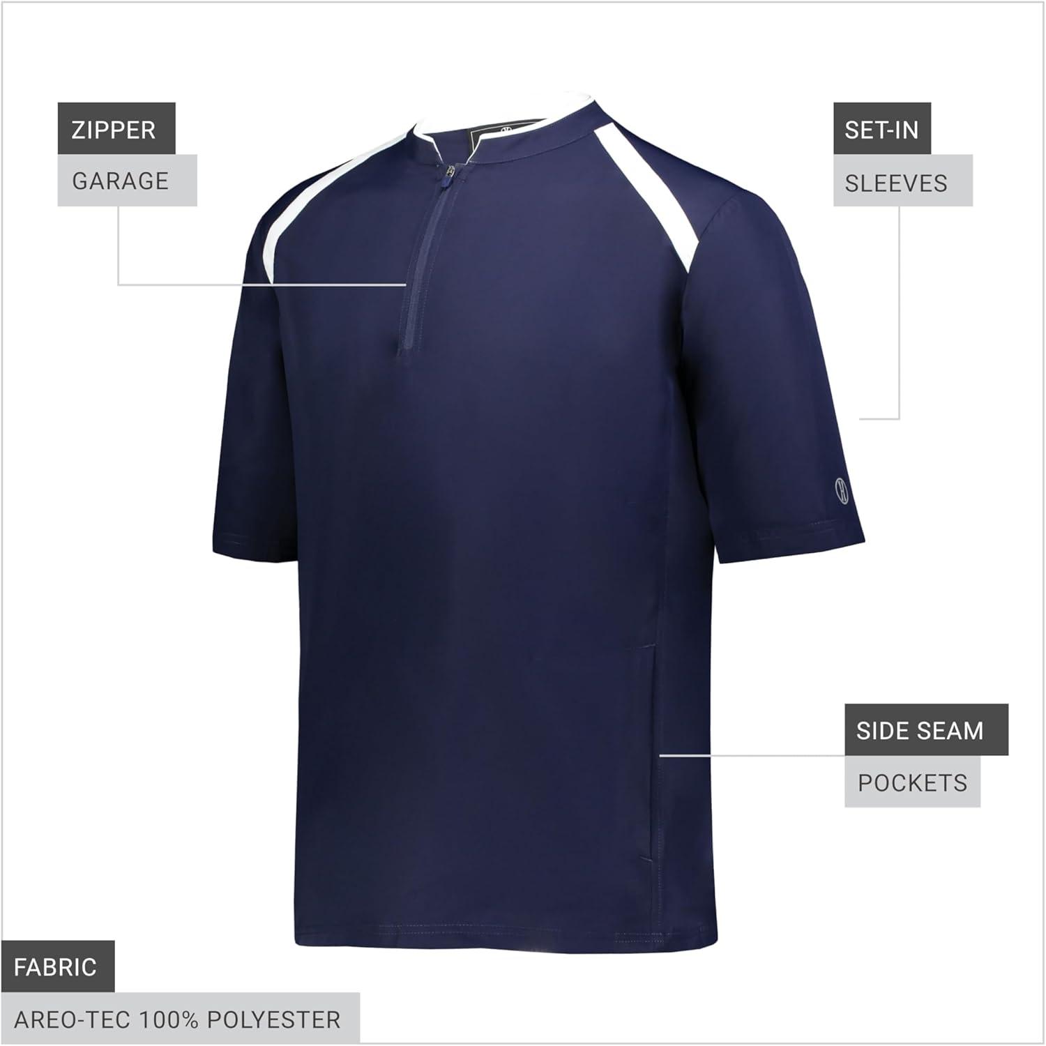 imageHolloway Boys Boys Clubhouse Short Sleeve Pullover Cage JacketNavyWhite