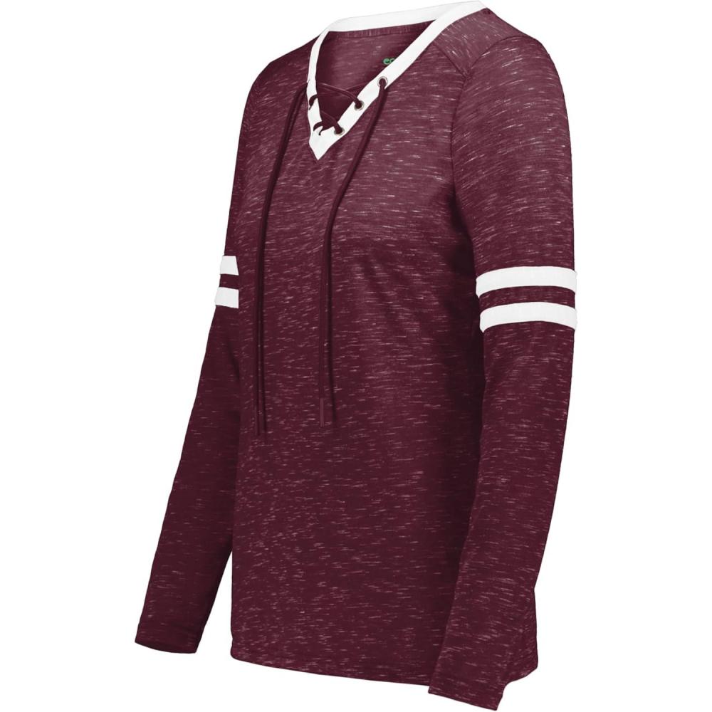 imageHolloway Womens Ladies Monterey Long Sleeve TeeMaroon HeatherWhite