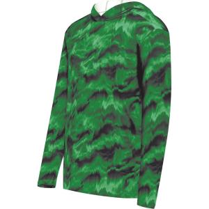 Holloway Boys’ Youth Stock Cotton-Touch Poly Hoodie(Dark Green Shockwave Print)