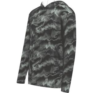 Holloway Boys’ Youth Stock Cotton-Touch Poly Hoodie(Graphite Shockwave Print)