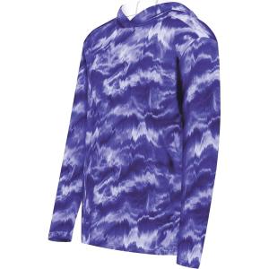 Holloway Boys’ Youth Stock Cotton-Touch Poly Hoodie(Purple Shockwave Print)