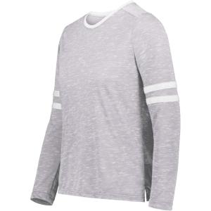 Holloway Girls Monterey Long Sleeve Tee(Athletic Heather/White)