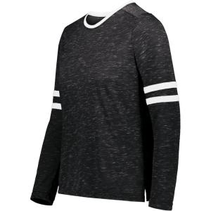 Holloway Girls Monterey Long Sleeve Tee(Black Heather/White)