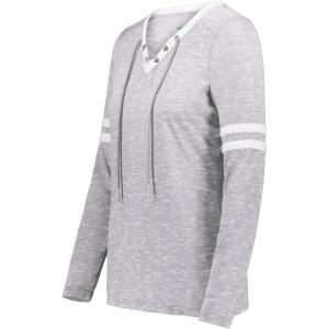 Holloway Women’s Ladies Monterey Long Sleeve Tee(Athletic Heather/White)