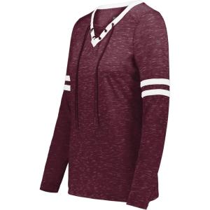 Holloway Women’s Ladies Monterey Long Sleeve Tee(Maroon Heather/White)