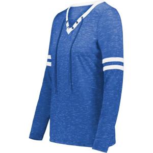 Holloway Women’s Ladies Monterey Long Sleeve Tee(Royal Heather/White)