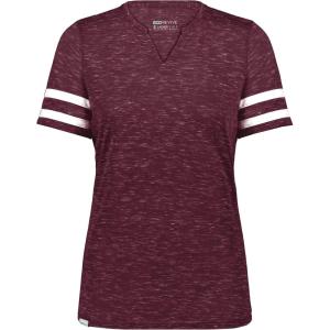 Holloway Women’s Ladies Monterey Tee(Maroon Heather/White)