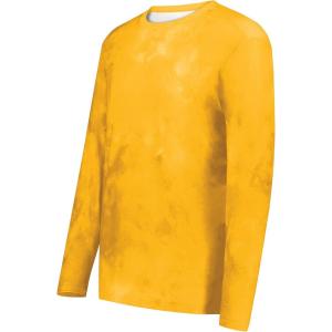 Holloway Youth Cotton-Touch Poly Cloud Long Sleeve Tee(Gold Cloud Print)