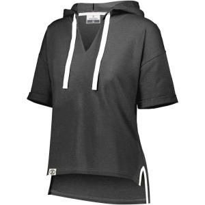 Holloway womens Ladies Sophomore Short Sleeve Hoodie(Black Heather)