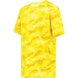 Holloway-Youth Stock Cotton-Touch Poly Tee(Gold Shockwave Print)